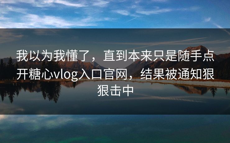 我以为我懂了，直到本来只是随手点开糖心vlog入口官网，结果被通知狠狠击中